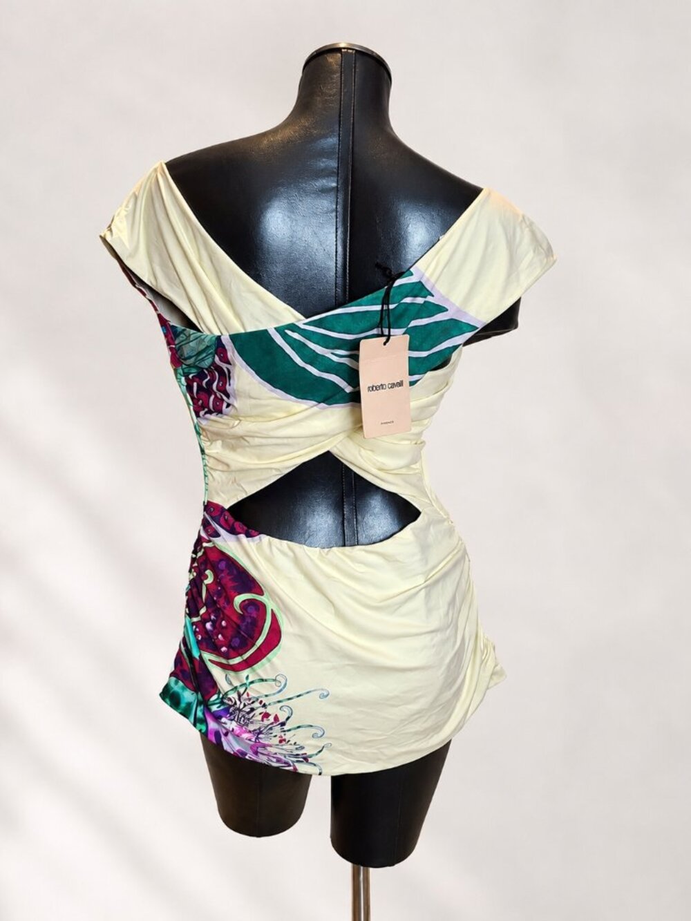 Roberto Cavalli Firenze Butterfly Print Cutout Back Top Size 46 / US 10 - Picture 3 of 7